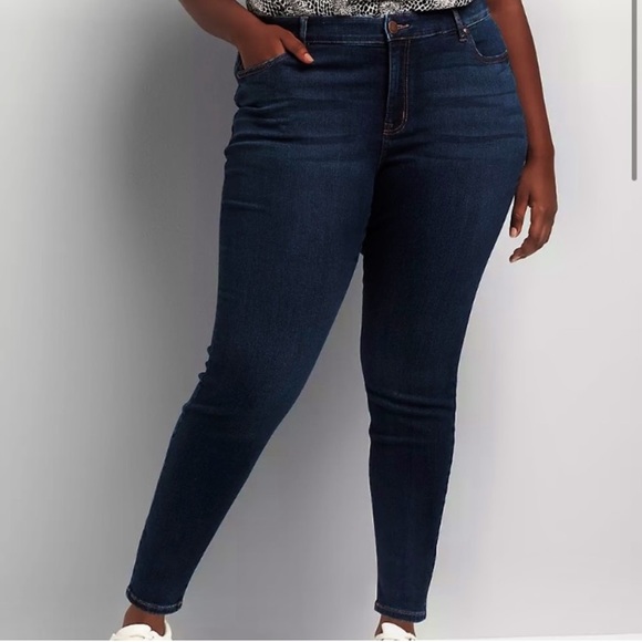 Lane Bryant Dark Blue Mid Rise Skinny FLEX Waistband Signature Fit 22 - Picture 1 of 7